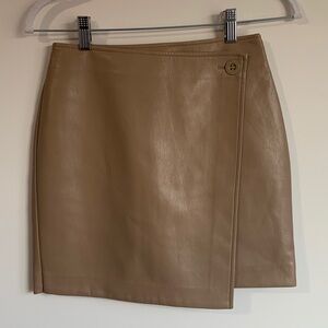 Aritzia Babaton Tan Faux Leather Mini Skirt